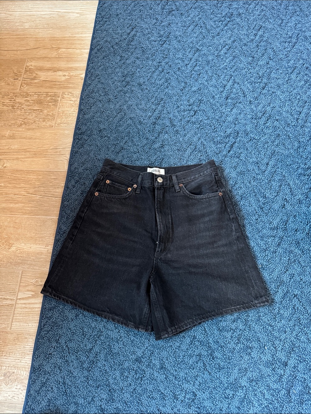 Agolde Black High-Waist Women's Denim Shorts